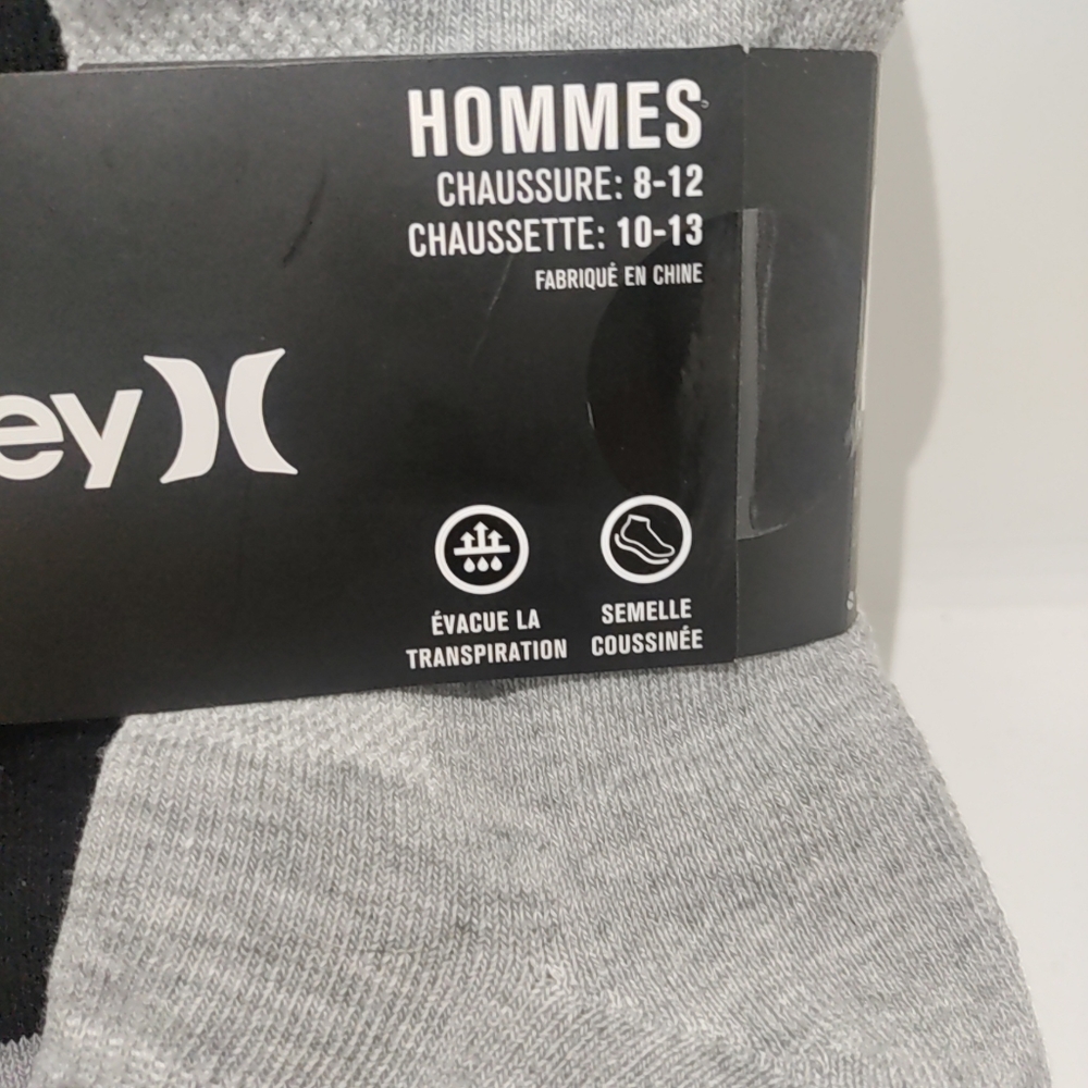 Hurley Men's  6-Pack Low Cut Socks  White/Gray Size 10-13 - Picture 3 of 4